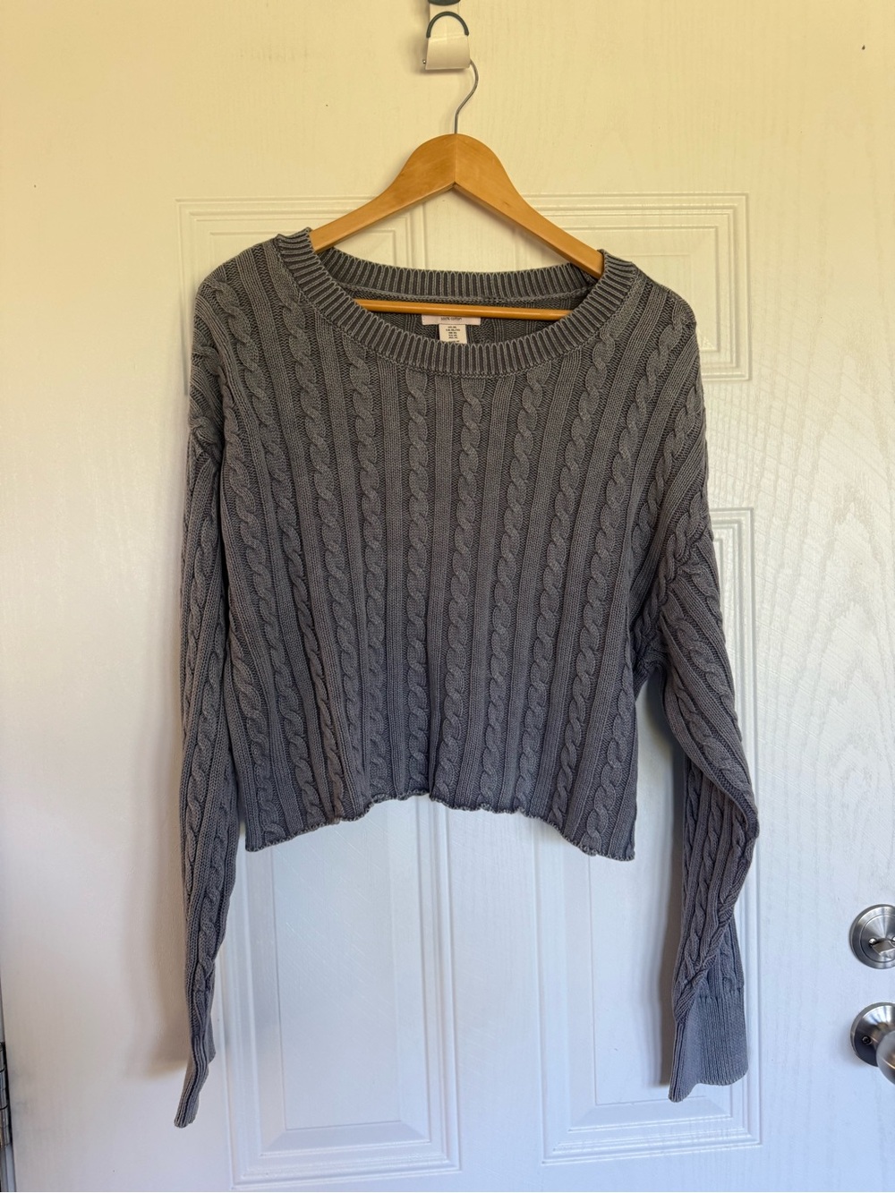 2 for $20 sale: Sincerely Jules 100% cotton gray cable knit cropped sweater